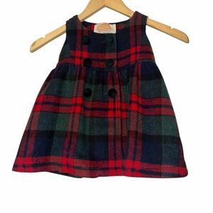 Mud Kingdom Tartan Plaid Red Green Jumper Dress Girls Sz 90 3T Faux Wool